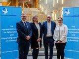 From left to right, Stuart McMillan MSP, Minister for Public Health and Womens Health Jenni Minto, Optometrist Ian Rough and OS Chair Julie Mosgrove