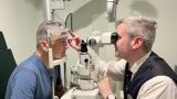 Patient having an eye examination